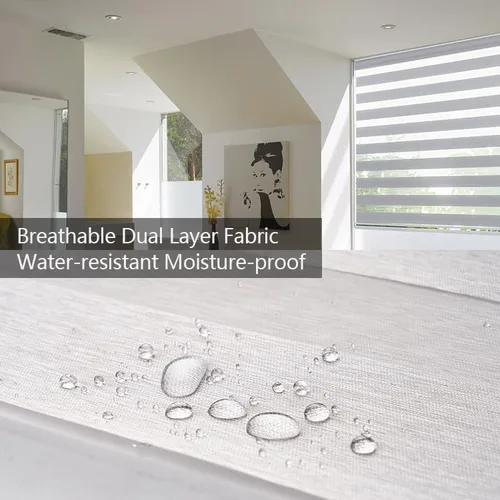 Vista 3 de Persianas de cebra para ventanas de 40 x 72 pulgadas, de doble capa, color gris, cortinas enrollables traslúcidas para control de luz, privacidad