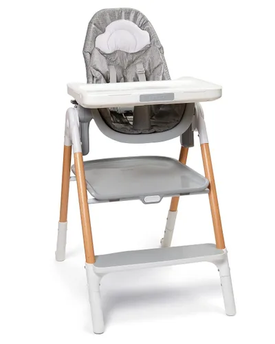 Vista 4 de Skip Hop Esenciales para la hora de la comida para bebés con silla alta y refuerzo EON 4 en 1, gris/blanco