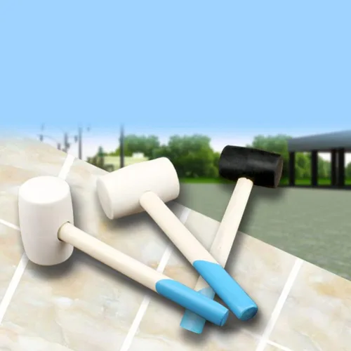 Vista 6 de DOITOOL Martillo de instalación de azulejos pequeños para niños, mango de madera, mazo de goma dura, juguete para niños, martillos de carpinteria