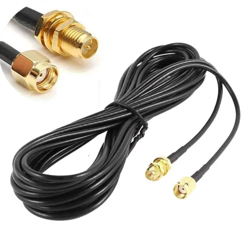 Vista 5 de CORONIR Cable de extensión coaxial RP-SMA de 3.3 ft, conector macho a hembra para enrutador LAN inalámbrico puente y extensión de antena celular