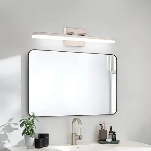 Vista 9 de mirrea Lámpara LED moderna de tocador de 24 pulgadas para iluminación de baño, regulable de 24 W, níquel cepillado (blanco cálido, 3000 K)