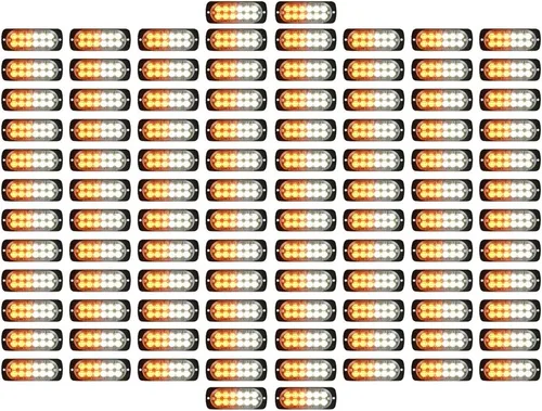 CORP 100pcs ámbar blanco 12-LED advertencia flash de emergencia luz estroboscópica montaje en superficie 12V-24V