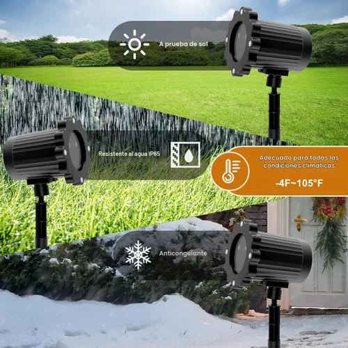 Vista 6 de Proyector de Luces de Navidad para Exteriores, Proyector de Luces LED Impermeables Decoraciones de Navidad con Control Remoto Temporizador Luces