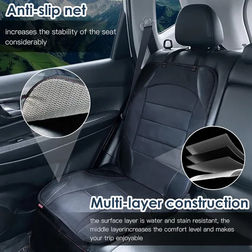 Vista 2 de Sinvitron Protector de Asiento de Coche para Asiento de Niños - Alfombrilla de Cuero Impermeable y Antideslizante con 2 Bolsillos de Malla, Funda