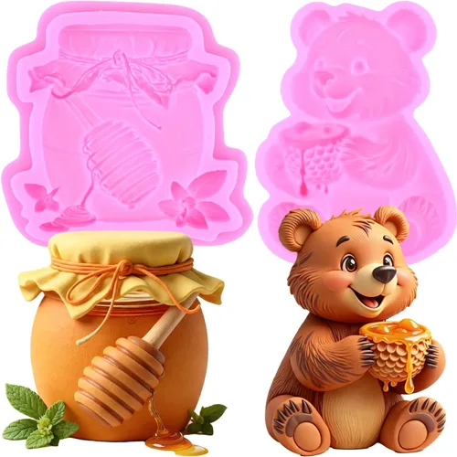 Vista 10 de ZiXiang Bumble Bee - Molde de silicona para fondant de panal, juego de 4 Estilo a