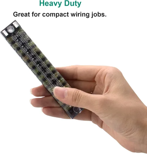 Vista 7 de MILAPEAK Bloque de terminales y tira – 5 bloques de terminales de tornillo de doble fila de 12 posiciones de 600 V 15 A con cubierta + 10 tiras