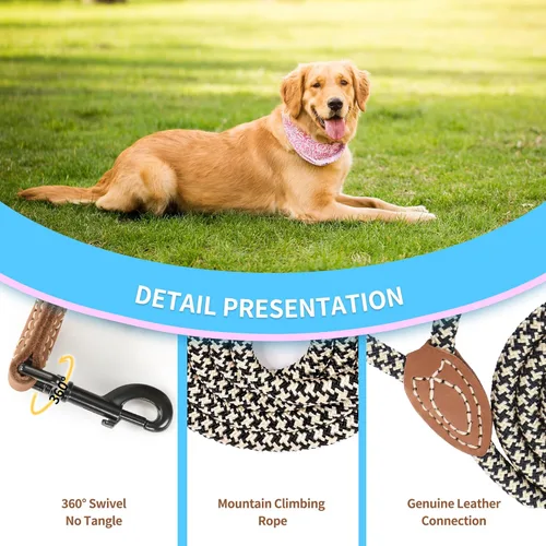 Vista 6 de Mile High Life Correa corta para perros grandes, correa de cuerda corta para perro con cierre resistente de metal resistente, conexión a medida