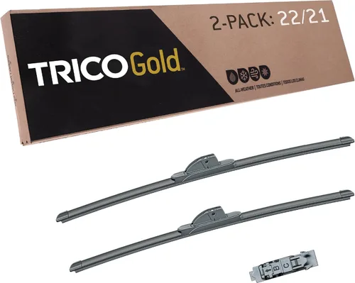 Trico Gold 22" + 21" Juego de 2 limpiaparabrisas de repuesto para automóvil de primera calidad, limpiaparabrisas de haz para todas las estaciones