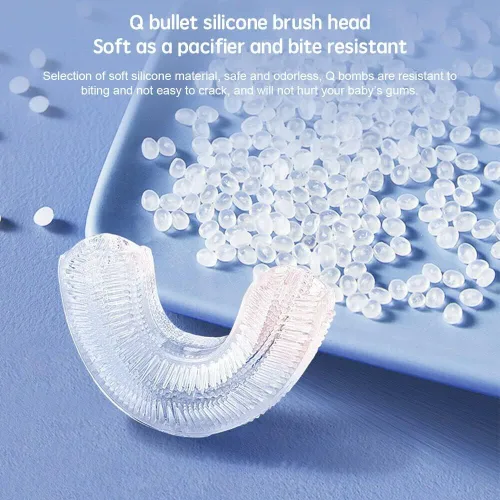 Vista 4 de Cepillo de dientes eléctrico para niños, cepillo de dientes en forma de U para niños pequeños, cepillo de dientes impermeable con batería, cepillo