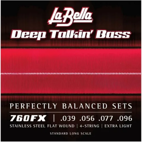 La Bella 760FX Deep Talkin' Cuerda de Guitarra Bajo de Acero Inoxidable Enrollada Plana, Extra Ligera, Escala Larga Estándar, Cuerdas de Bajo 39-96