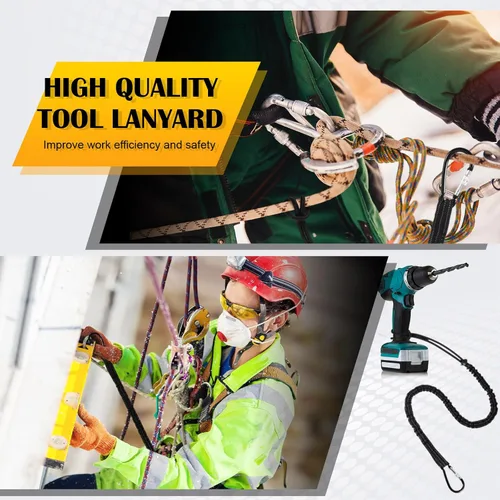 Vista 4 de LEIFIDE 1 pieza de cordón para herramientas de longitud estándar, correa de seguridad para herramientas de 17.6 lb 8 kg, resistente, ajustable