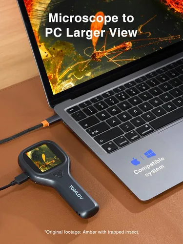 Vista 6 de TOMLOV Microscopio portátil de primer plano P10 Evo: Microscopio digital de monedas 20X para adultos y niños, lupa iluminada con LED con pantalla