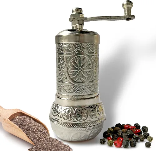 Vista 7 de Molinillo de pimienta - Molinillo manual de especias - Molinillo de hierbas - Molinillo de pimienta - Molinillo de granos de café (marrón envejecido)