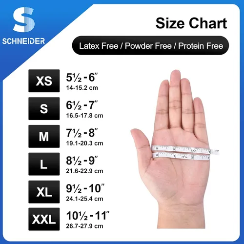 Vista 7 de Schneider Guantes de examen de nitrilo, color negro, 4 mil, guantes desechables sin látex, sin polvo, aptos para alimentos