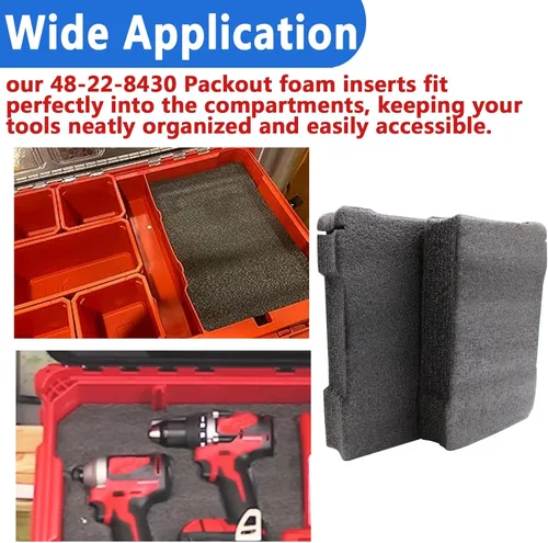 Vista 4 de 48-22-8430 Insertos de espuma de embalaje para Milwauke Packout Inserto de espuma y caja de herramientas de espuma