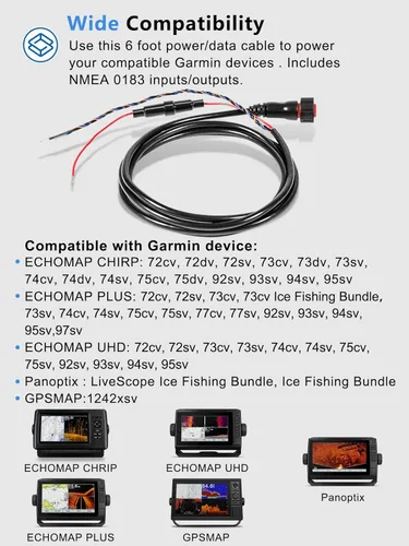 Vista 3 de 010-12445-00 Cable de alimentación/datos roscado de 4 pines para Garmin echoMAP Chirp, ECHOMAP Plus UHD, GPSMAP, Panoptix