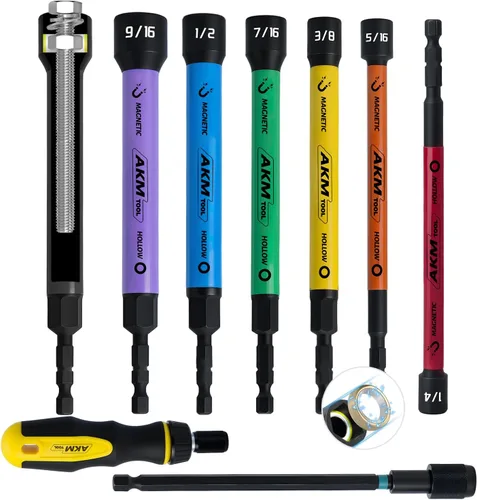 Vista 7 de Juego de 6 llaves de tuercas huecas, juego de llaves de tuercas magnéticas, juego de llaves de tuerca de eje hueco, SAE, codificado por