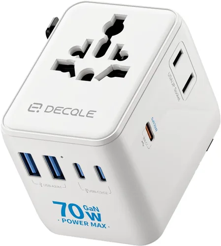 Vista 19 de Adaptador de viaje universal, adaptador de enchufe de viaje internacional con 2 puertos USB-C y 2 puertos USB-A, con toma de corriente AC adicional