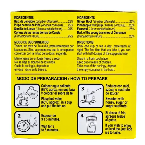Vista 3 de Paquete de 2 té de fórmula mejorada CHUPA GRASS y PANZA – jengibre a base de té, Gotu Kola y Cinammon, piña Jengibre