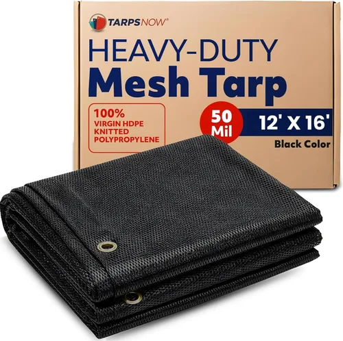 Vista 19 de Tarps Now Lonas de malla resistentes (4 x 10 pies) con ojales, lona de tela con 75 % de protección solar para pantalla de patio, bloque de viento