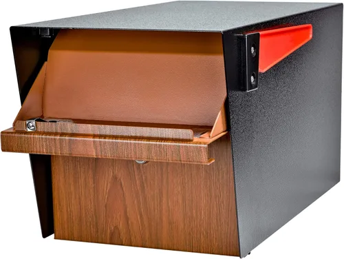 Vista 3 de Mail Boss Curbside, Wood Grain 7510 Mail Manager Buzón de seguridad con bloqueo, acero, negro