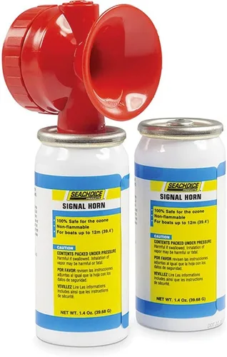 Seachoice Mini kit de bocina de señal, bocina de aire para barcos de hasta 65 pies, dos botes y trompeta de 1.4 oz