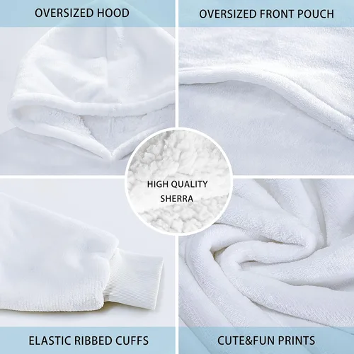 Vista 8 de Wearable Oversized Blanket,Sherpa Blanket Hoodie with Super Pockets,Super Warm Fuzzy Pullover for Women & Men