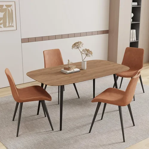 Vista 40 de HIPIHOM Mesa de comedor moderna de granja de 47.2 pulgadas, mesa de comedor rectangular de madera con patas de metal para 4 personas para comedor