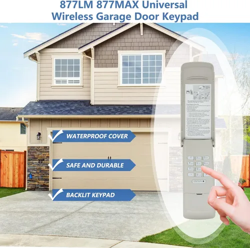 Vista 2 de 877MAX Liftmaster - Teclado para puerta de garaje, compatible con abridores fabricados desde 1993, 315/390 MHz