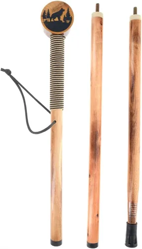 Vista 11 de SE 3 piezas de 55" bastón de madera de pino desmontable para caminar/senderismo con punta de metal, punta de goma reforzada y bolsa de viaje