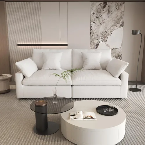 Vista 13 de WJShome Sofá Seccional Cloud Couch de 83 pulgadas para sala de estar, sofá seccional modular relleno de plumón, sofás en forma de L con otomana