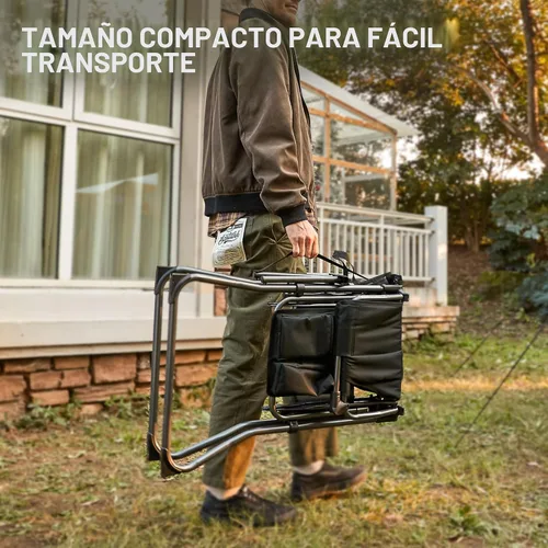 Vista 7 de EVER ADVANCED Silla alta de textileno para campamento, silla de directores de malla, taburete de bar plegable alto con mesa auxiliar para Malla Negra