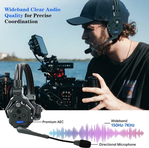 Vista 3 de Hollyland Solidcom C1 - Sistema de intercomunicación de auriculares inalámbricos para 4 personas, dúplex completo de 1100 pies, comunicación