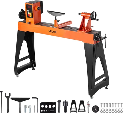 Vista 16 de VEVOR Mini máquina de torno, 7 cm x 16 cm, Mini herramientas de torno para madera de 24VDC 96W, accesorios de máquina de fresado, 7 velocidades