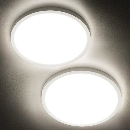 Vista 15 de SunRider Lámpara de Techo LED de Montaje Empotrado, 6000K Blanco Frío, 2400LM, 30 cm 24W Luces Planas Redondas Modernas, Lámpara de Panel
