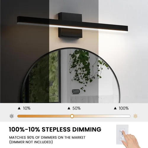 Vista 7 de KAISITE Luz de Baño Moderna Negra - Lámpara de Tocador LED Regulable de 5CCT de 24 Pulgadas para Espejo