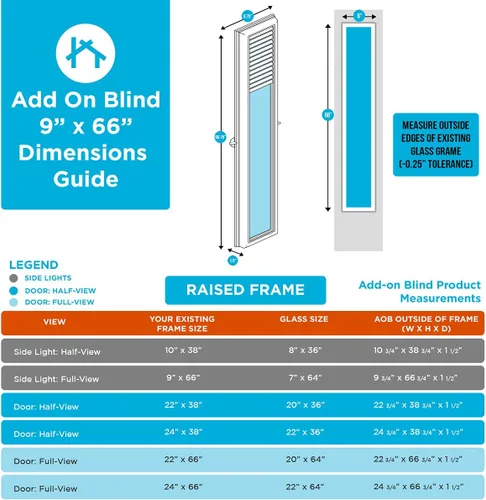 Vista 5 de ODL Persianas para puertas de marco elevado – Se adapta a vidrio de puerta con marco exterior de 9 x 66 pulgadas – Mejoras para el hogar – Fácil