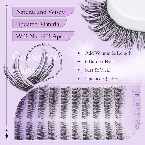 Vista 146 de Kit de extensión de pestañas Pawotence DIY 280 piezas, racimos de pestañas, kit de extensión de pestañas, 9-16mm, 30D, 40D, pestañas individuales