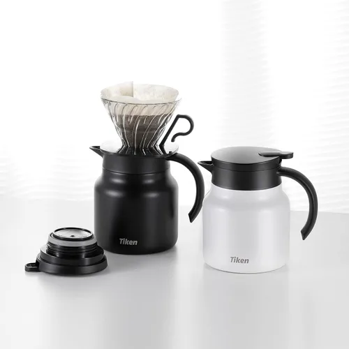 Vista 6 de Tiken Servidor de café, jarra térmica de café de 27 onzas líquidas (27.1 fl oz), jarras de café al vacío con aislamiento de acero inoxidable
