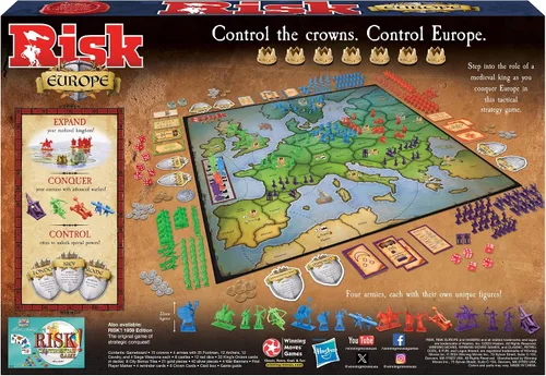 Vista 3 de Risk Europe, Medieval Conquest Board Game, by Winning Moves Games USA