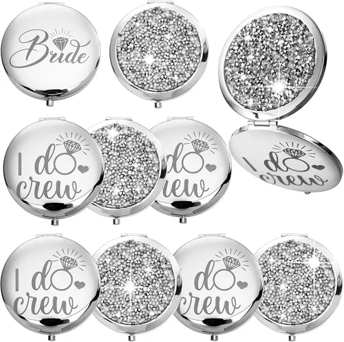 Vista 10 de Barydat Juego de 10 regalos de dama de honor, espejo compacto con aumento, novia I Do Crew, regalos de propuesta de dama de honor, espejo pequeño