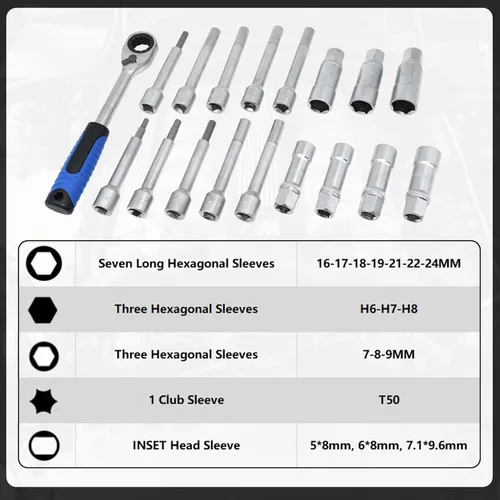 Vista 2 de Juego de 18 piezas de herramienta de desmontaje de tuerca de amortiguador y suspensión de buje de dirección, juego de herramienta esparcidor