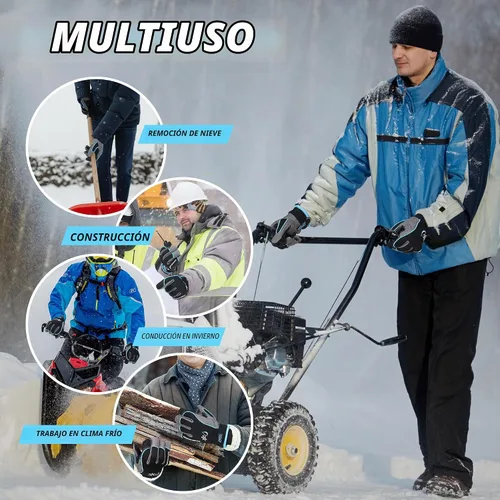 Vista 6 de Guantes de trabajo con aislamiento impermeable, guantes térmicos de invierno para hombres y mujeres, compatible con pantalla táctil, guantes de Azul