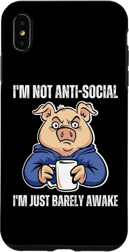 Vista 7 de Funda Pig I'm Not Anti-Social I'm Just Barely Awake vintage para iPhone 14