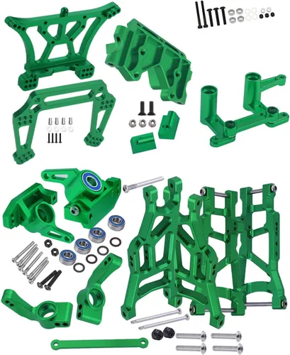 Pieza de mejoras para barra 1/10 2WD, brazo de suspensión delantero trasero de aleación, bloque de ruedas, bloques de dirección, portadores de eje