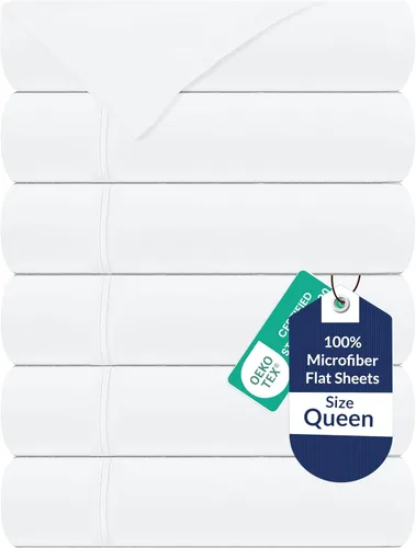 Vista 49 de Royale Linens Juego de 6 sábanas encimeras a granel, sábanas superiores, microfibra suave de 1800, resistente a las arrugas y a las manchas