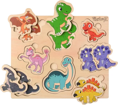 Vista 14 de Pikatoyz® Rompecabezas de madera para niños pequeños de 1 a 3 años - Juguetes educativos y de aprendizaje Montessori - Rompecabezas de madera