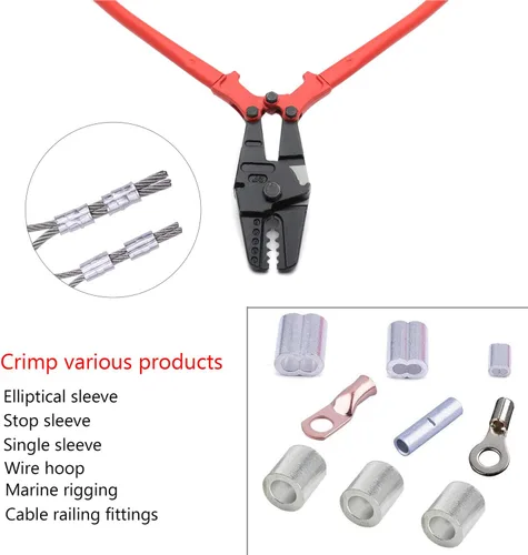 Vista 2 de HongK - Herramienta de prensado de estampación de swager de mano de 24" para cable de cuerda de alambre 116"- 316" PN ET-TOOL030-24-RED