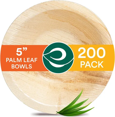Vista 11 de ECO SOUL Cuencos desechables de hoja de palma como bambú, 6 onzas, redondo, paquete de 20 unidades, vajilla biodegradable y compostable para servir