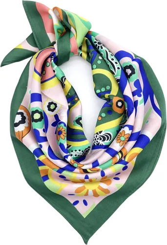 Vista 3 de YOUR SMILE - Bufanda de satén tipo seda con patrón de moda para mujer, cuadrada y grande, para la cabeza, 24"x24" 208